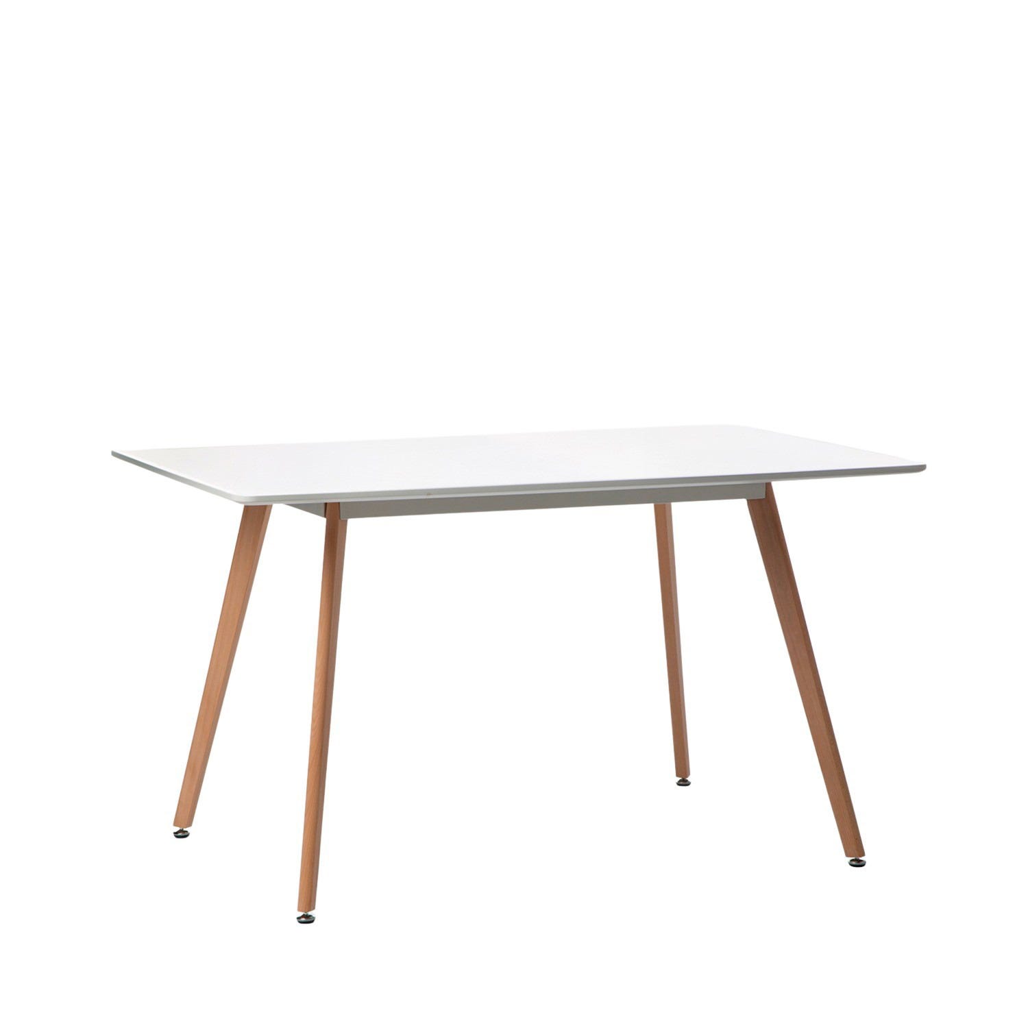 Mesa de comedor rectangular 160 efecto madera con pata metálica blanca  Laina