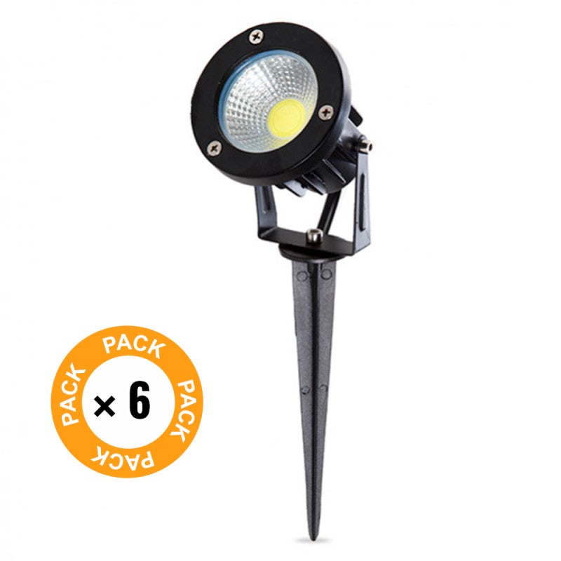 Pack 6 focos led jardines 9w 758lm 3000ºk pincho 50.000h [sl-cpdc09-9w-ww-pk6]
