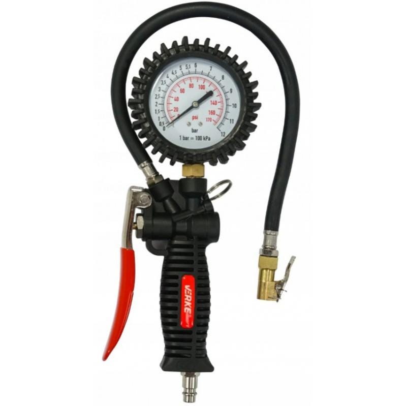 Manometro Pressione Gomme Con Tubo 38 Cm - Misuratore Per Auto, Camion, Moto - Foto 2