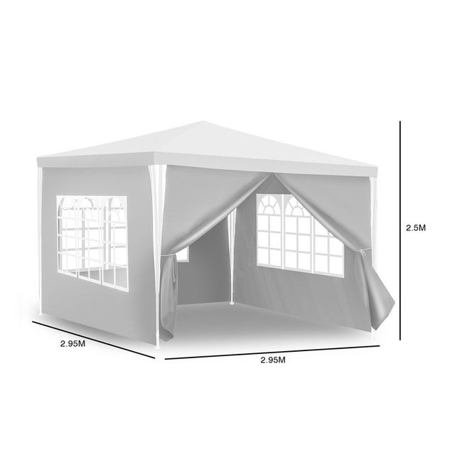 Tente Pavillon Tente de réception Construction en acier Résistant à la  corrosion 3x3m Blanc