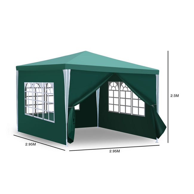 Tente Pavillon Tente de réception Construction en acier Résistant à la  corrosion 3x3m Vert