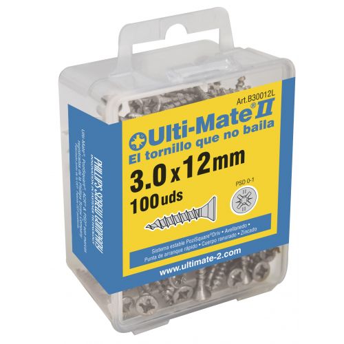 Caja DIY de 100 tornillos zincados para madera (3,0x20 mm) Ulti-Mate II  B30020L