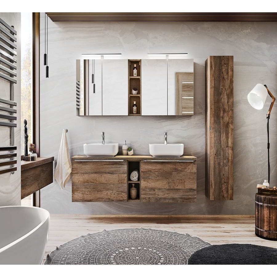 Ensemble salle de bain complète deux lavabos design - Caraibes