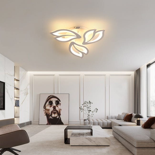 Plafonnier LED Design moderne Forme de fleur créative Lampe de Plafond Pour  salon chambre à coucher salle à manger bureau Lumière Blanche Chaude 3000K