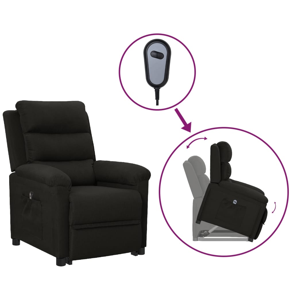 Vidaxl sillón elevable tela negro