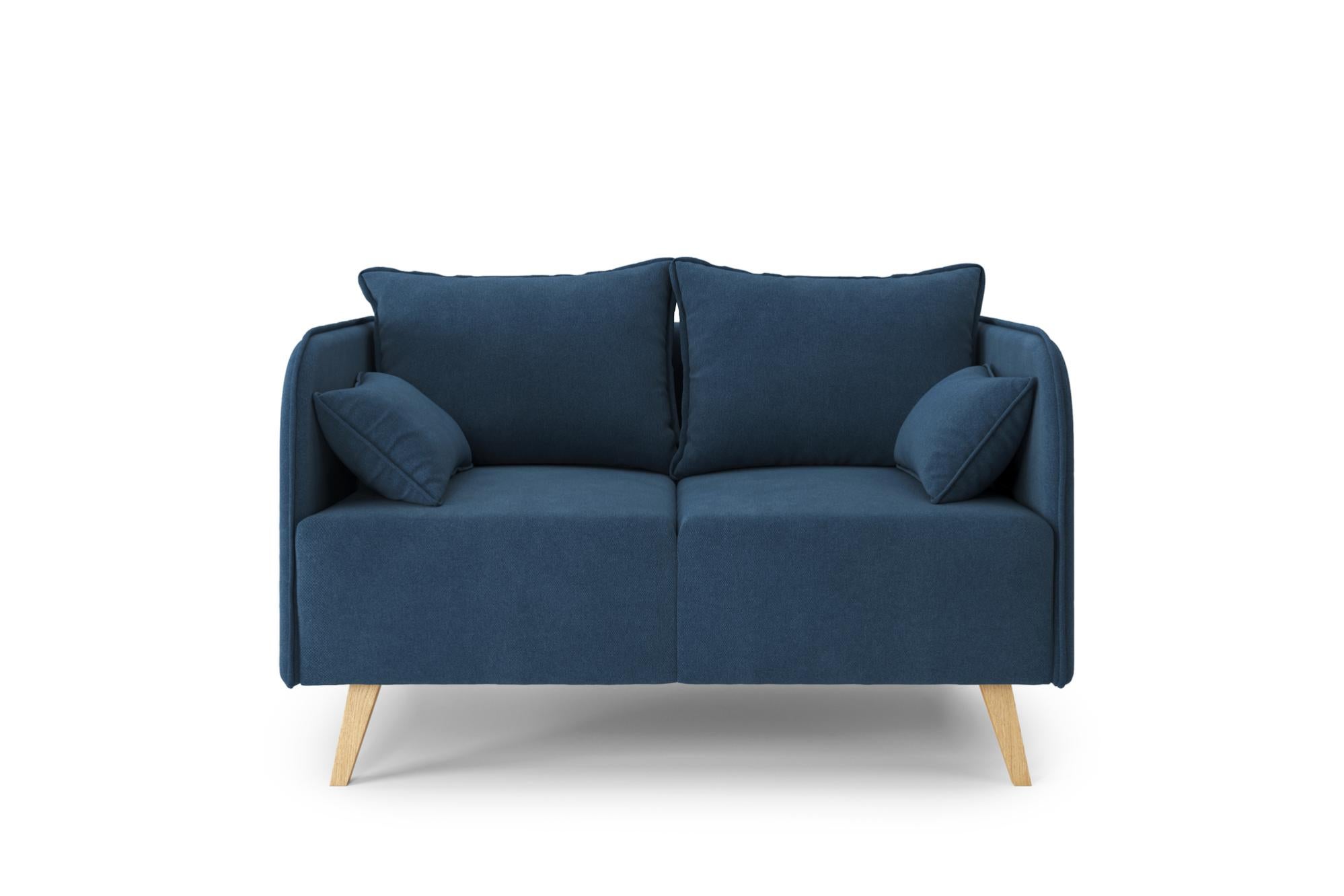 Canapé convertible en velours bleu 2 places MATT | Leroy Merlin
