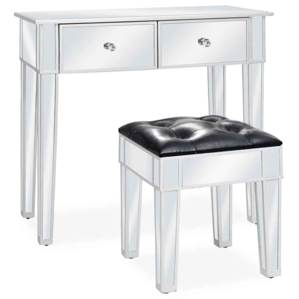 HOMCOM Set Tavolo per Trucco con Sgabello e Specchiera, Toeletta con 2