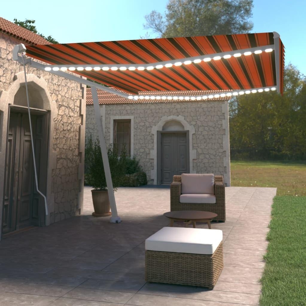 vidaXL Tenda Sole Retrattile Manuale con LED 4,5x3m