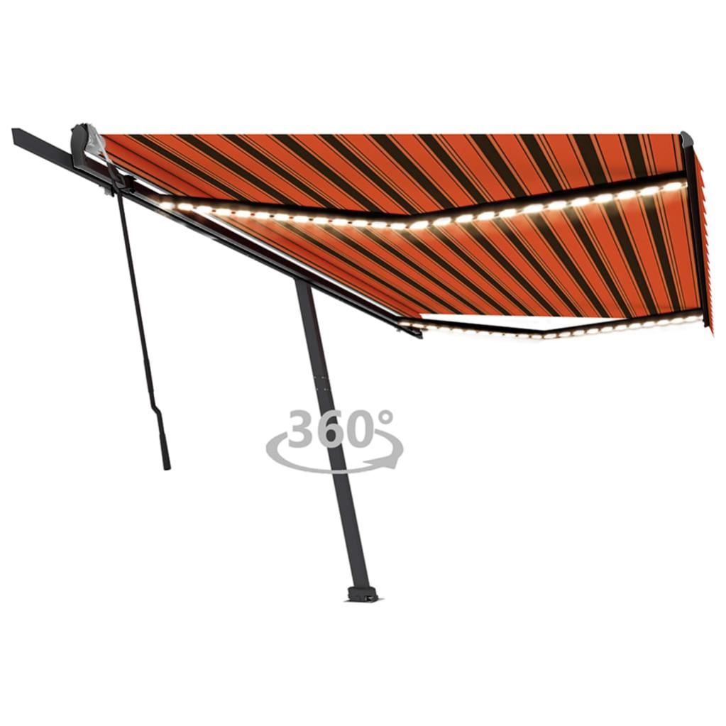 Maison Exclusive - Tenda da Sole Retrattile Manuale con LED 5x3,5 m Gialla Bianca | Leroy Merlin