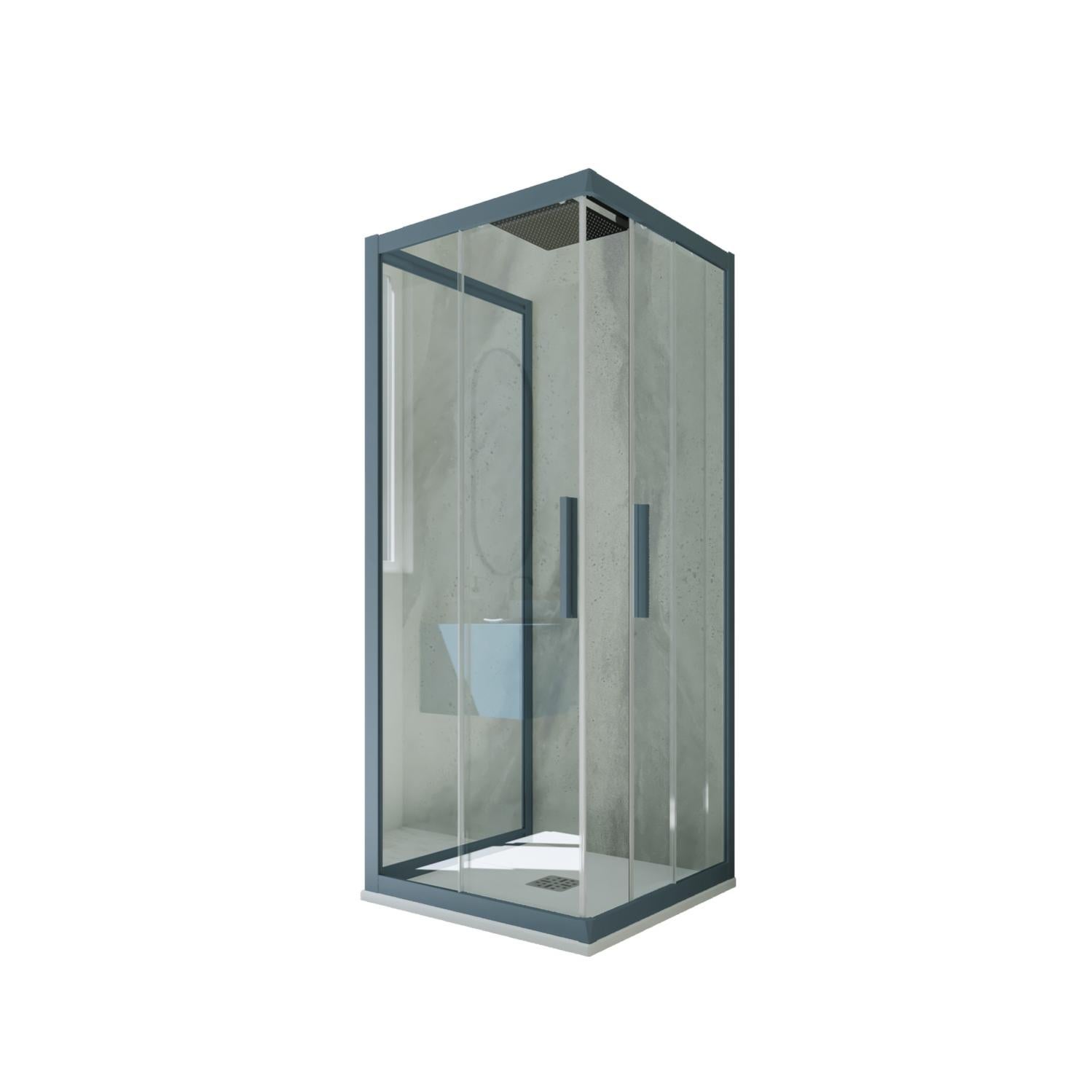 Cabine parois de douche 3 côtés coulissantes 80x120x80 cm H 200 en PVC
