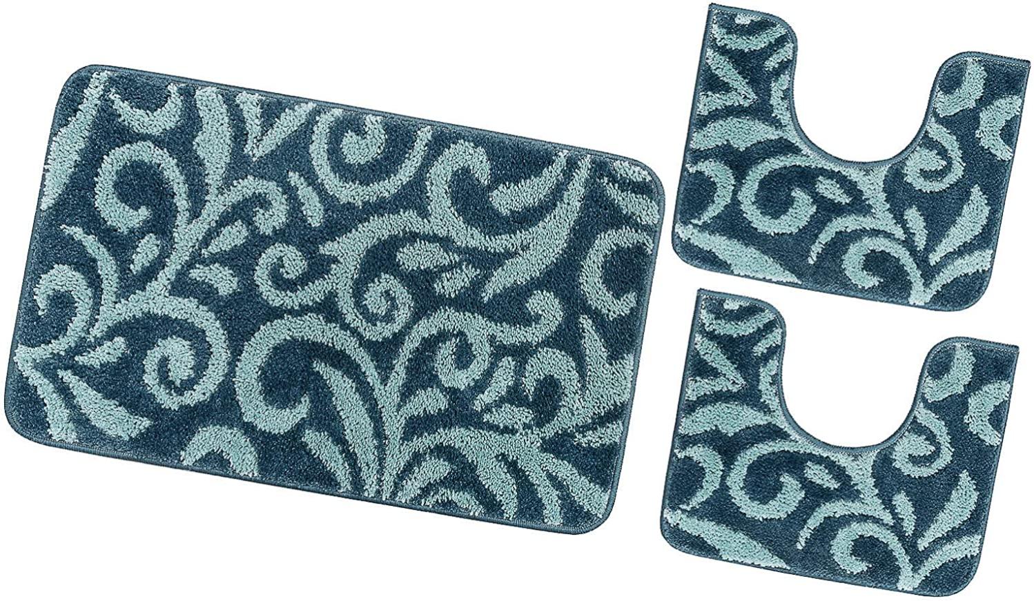 Ensemble de Tapis de Salle de Bain Moderne 3 Pièces Contour WC Doux