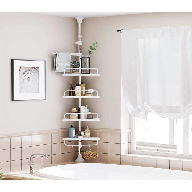 Étagère de rangement double pour salle de bain en acier inoxydable,  23x10x70cm, étagère suspendue pour panier de douche, noir