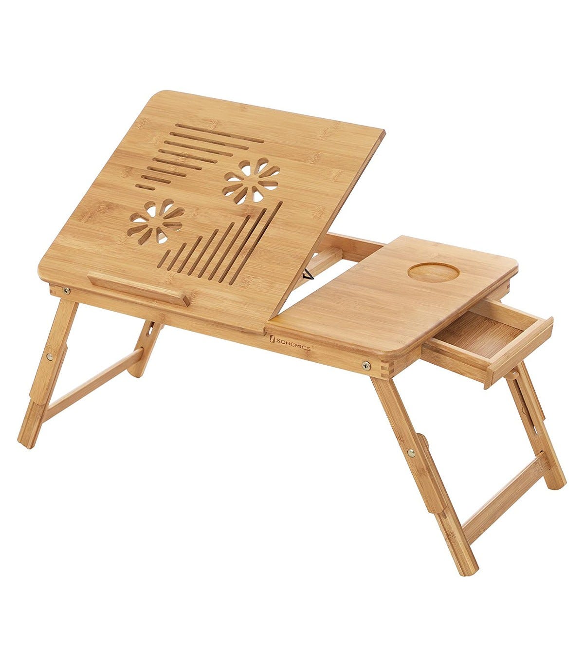 Tavolo da letto pieghevole in bambù per PC portatile reclinabile 55cm