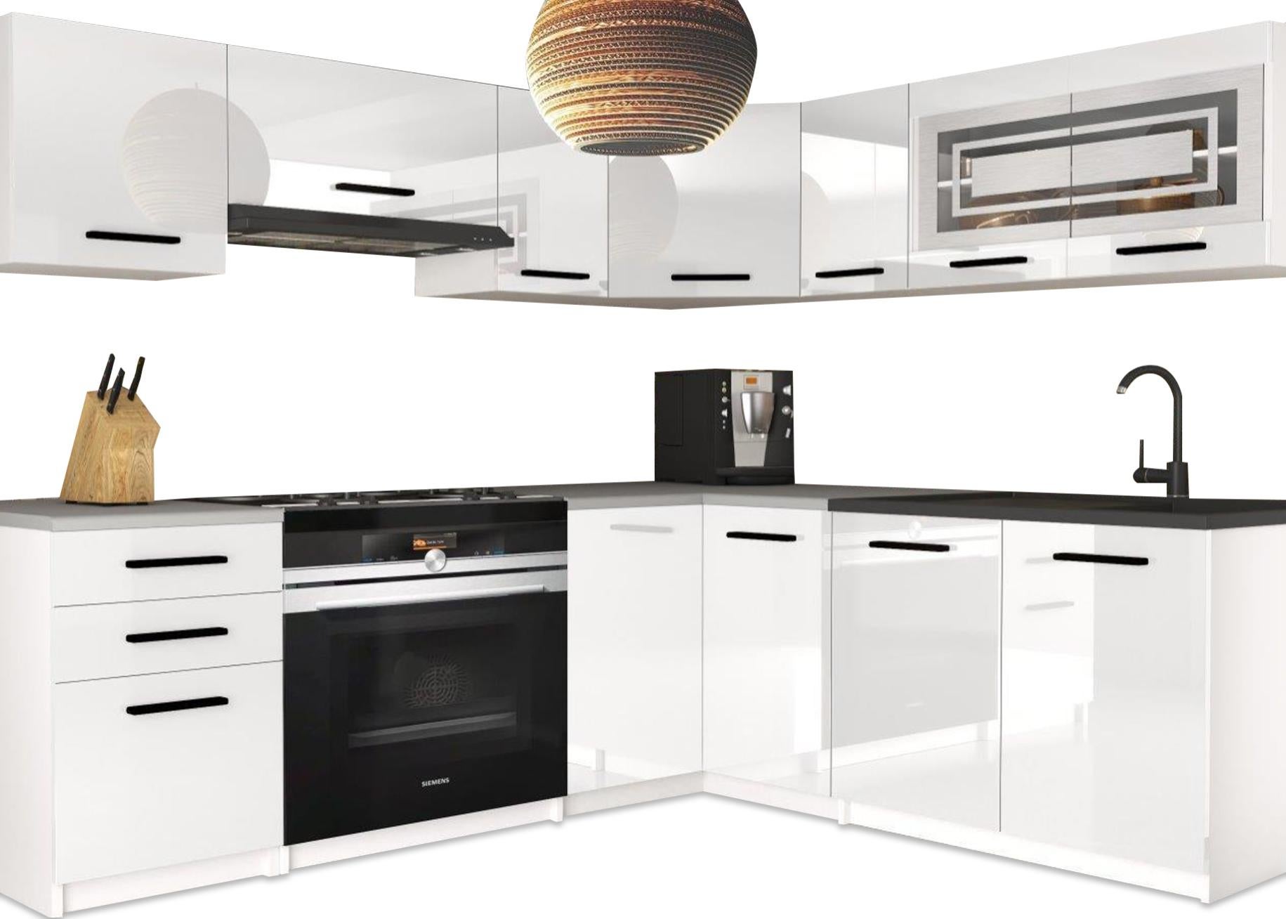 LIDEN - Cuisine complète L360 cm - Cuisine d'angle 9 pcs - Plan de