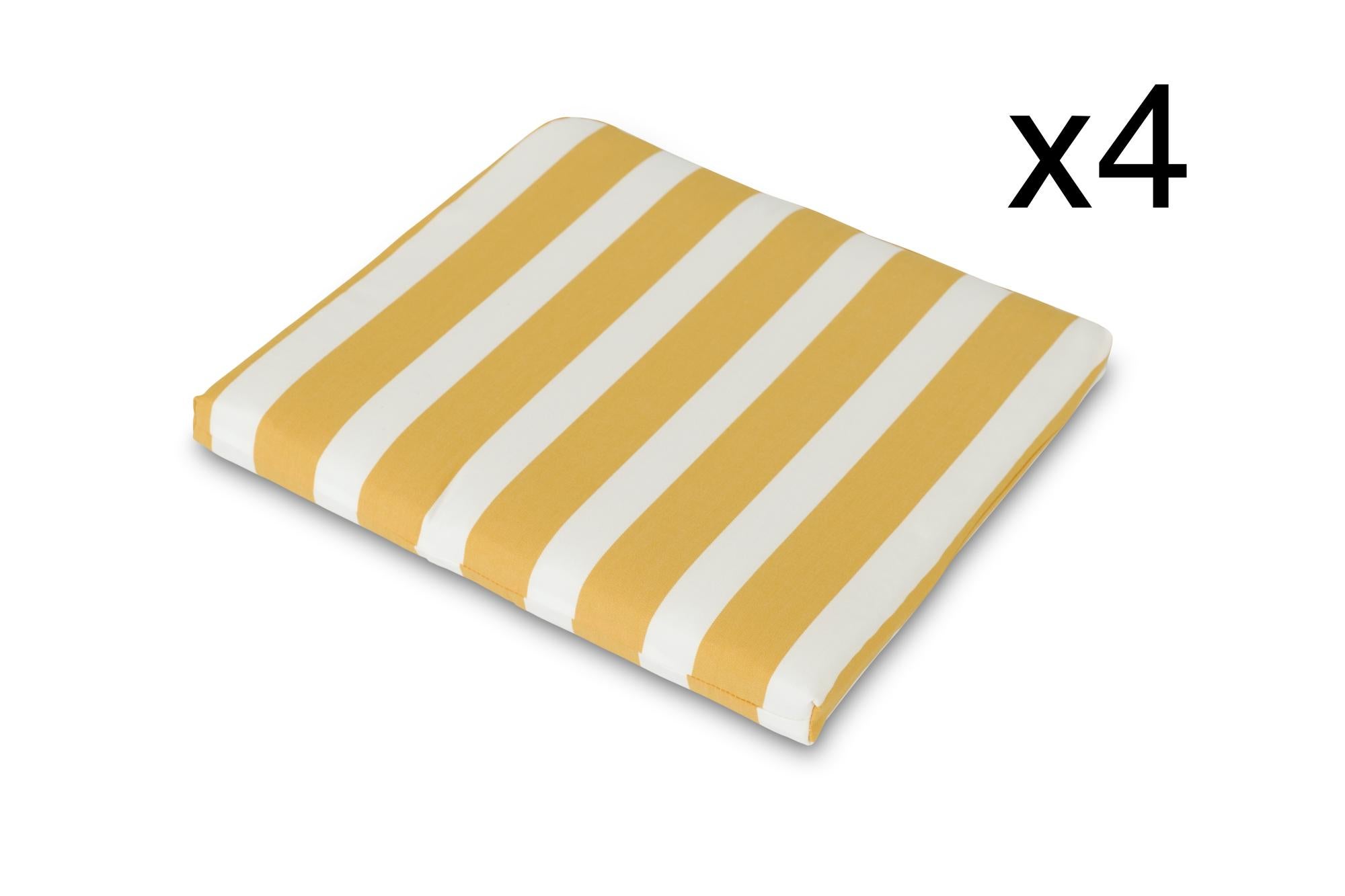 Pack 4 coussins de chaise de jardin rayures jaune/blanc | Leroy Merlin