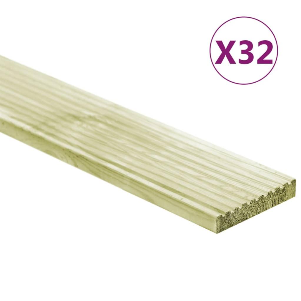 VidaXL Tablas para terraza 32 uds madera de pino impregnada 4,64 m² 1m