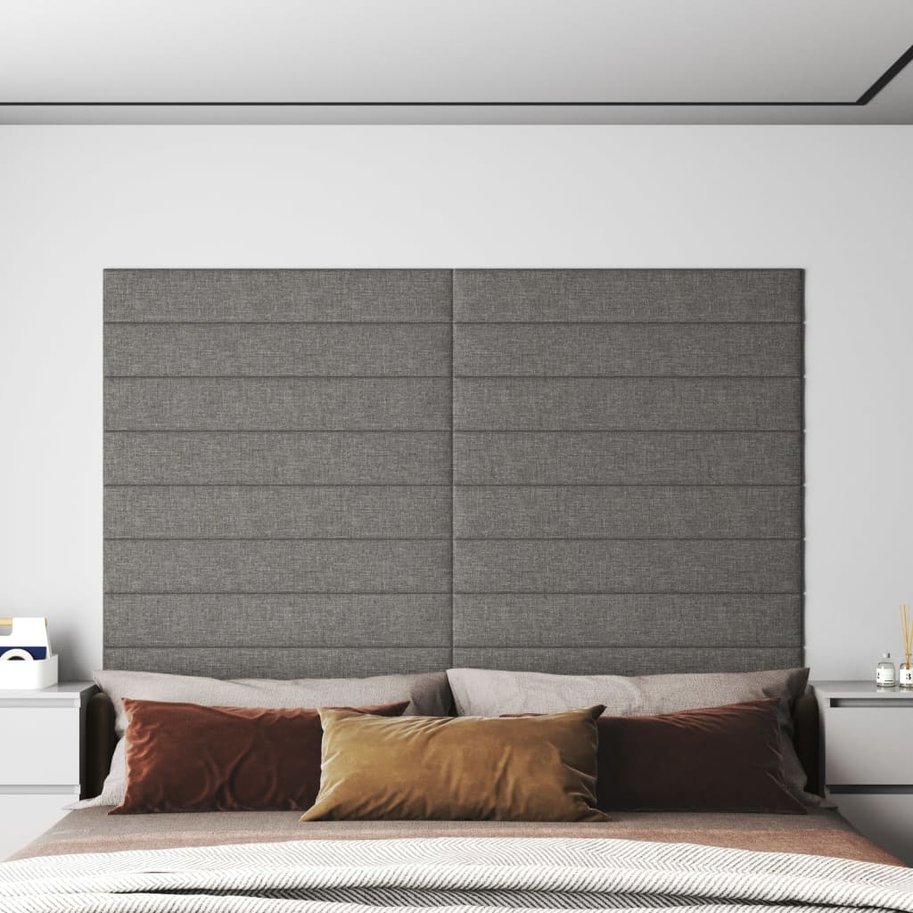 VidaXL Pannelli Murali 12 pz Grigio Chiaro 90x15 cm Tessuto 1,62 m²