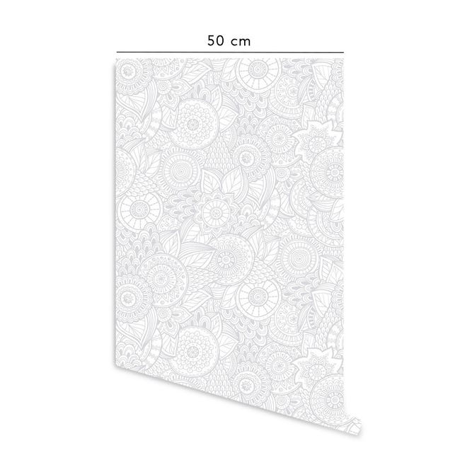 Carta adesiva per mobili boho chic grigio e bianco in vinile lavabile e  rimovibile - 1 rotolo 50x300 cm - Decochic