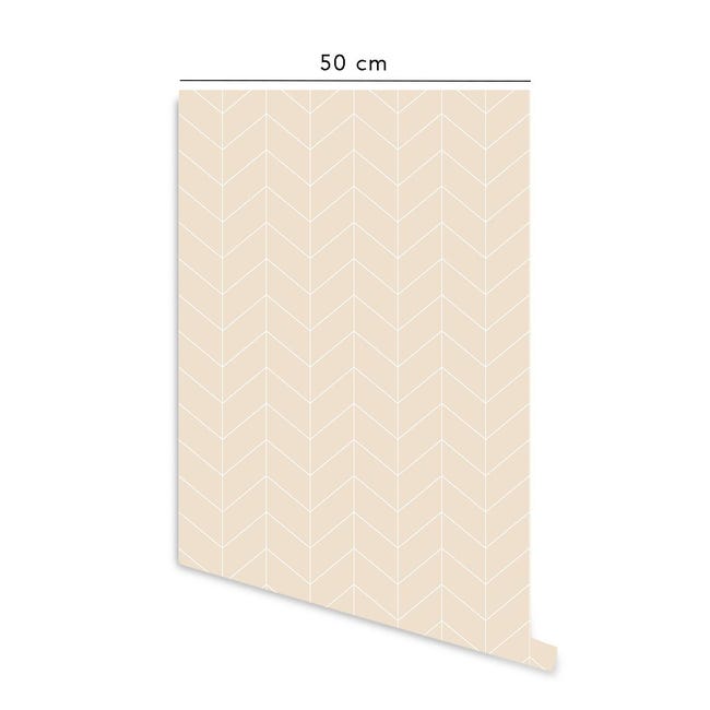 Carta da parati adesiva geometrica etnica sabbia e bianco in vinile  lavabile e rimovibile - 1 rotolo 50x300 cm - Decochic