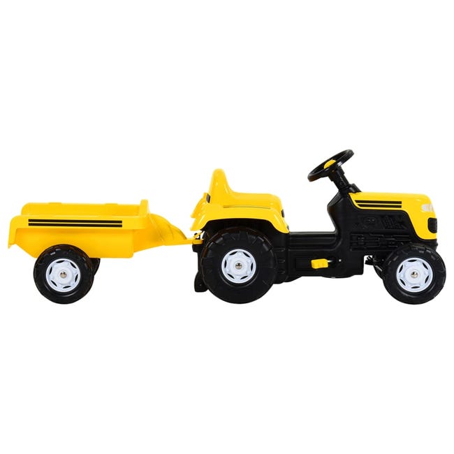 Tracteur à pédales avec remorque pour enfants Jaune vidaXL