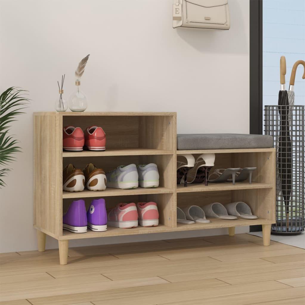 VidaXL Scarpiera In Legno Multistrato, 5 Scomparti, 102x36x60 Cm, Colore Rovere Marrone, Con Gambe In Legno