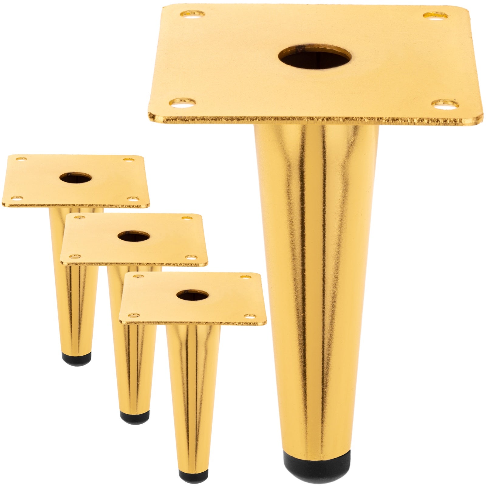 Pack de 4 patas cónicas rectas de repuesto para muebles de 12 cm doradas