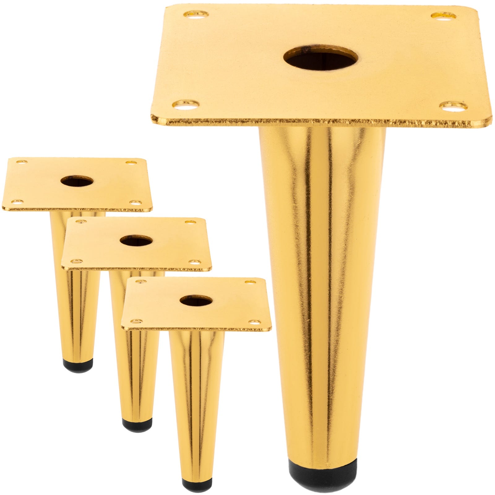 QYY 4 patas doradas para muebles, patas cónicas de metal, patas cónicas,  patas de mesa, herramientas resistentes con tornillos de montaje, perfecto