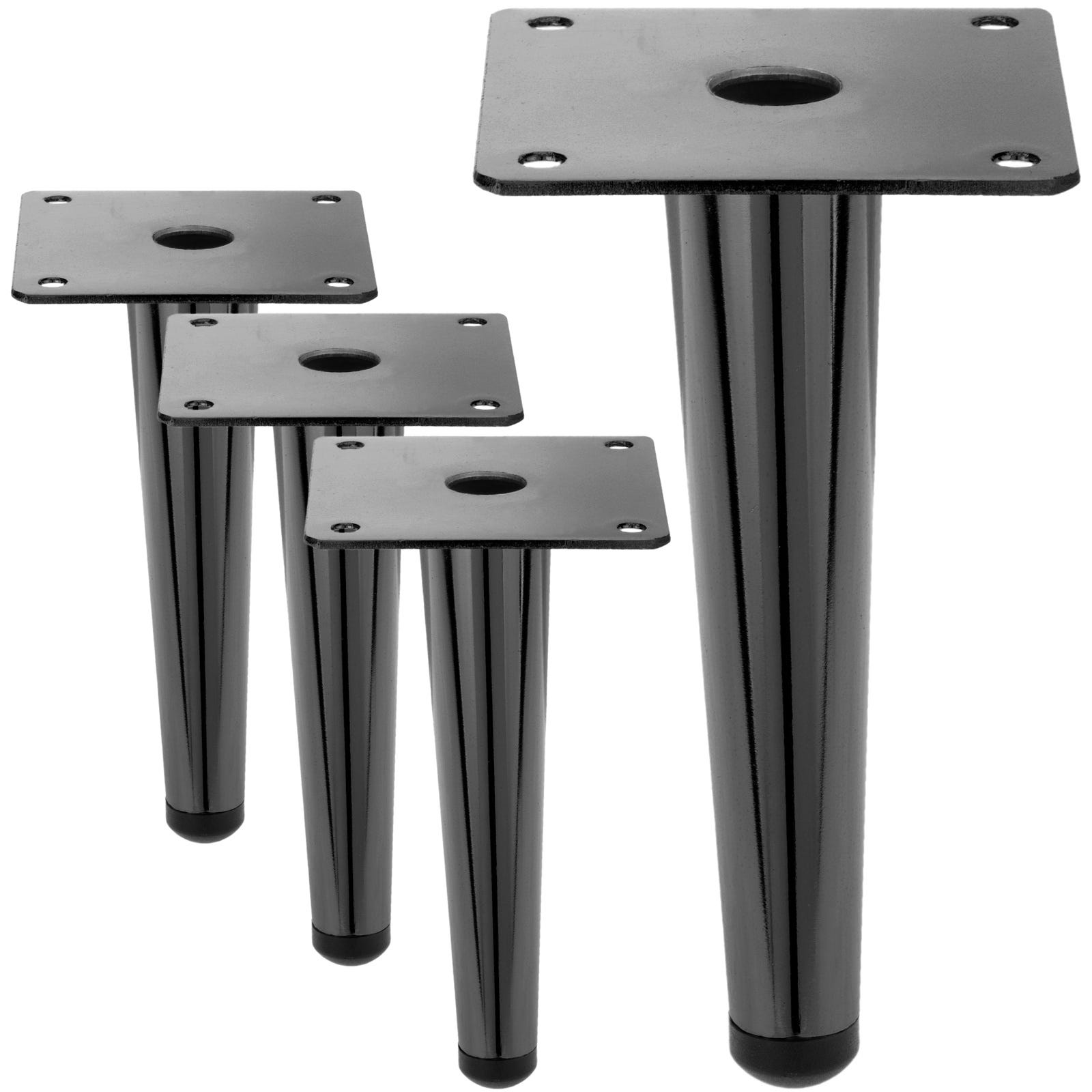 4 patas fijas de acero para mueble 15 cm color negro