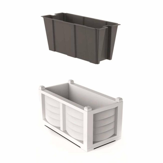 Scheurich Muretto 30 Vaso Da Fiori Quadrato Stony Grey, Realizzato In Plastica Riciclata, Per Esterni - Foto 8