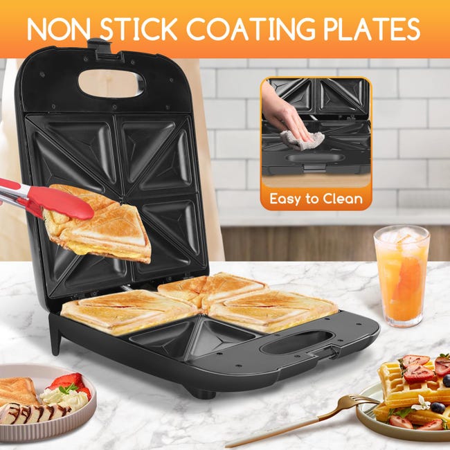 Sandwichera eléctrica XL para sandwiches, 1400W, Libre de BPA