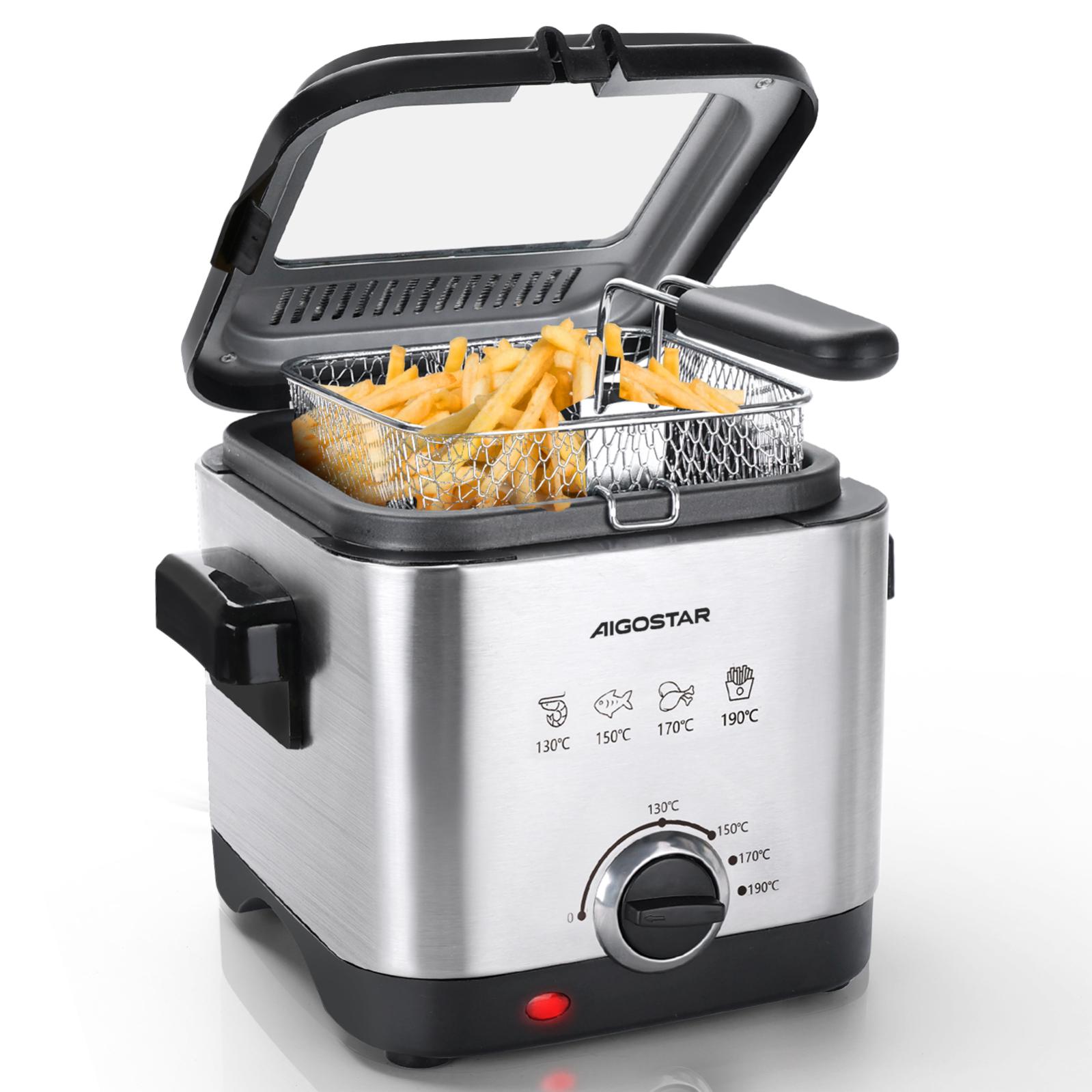 Aigostar Freidora，1000W, 1,5L, Acero Inoxidable, 810000 Acero Inoxidable, Leroy Merlin