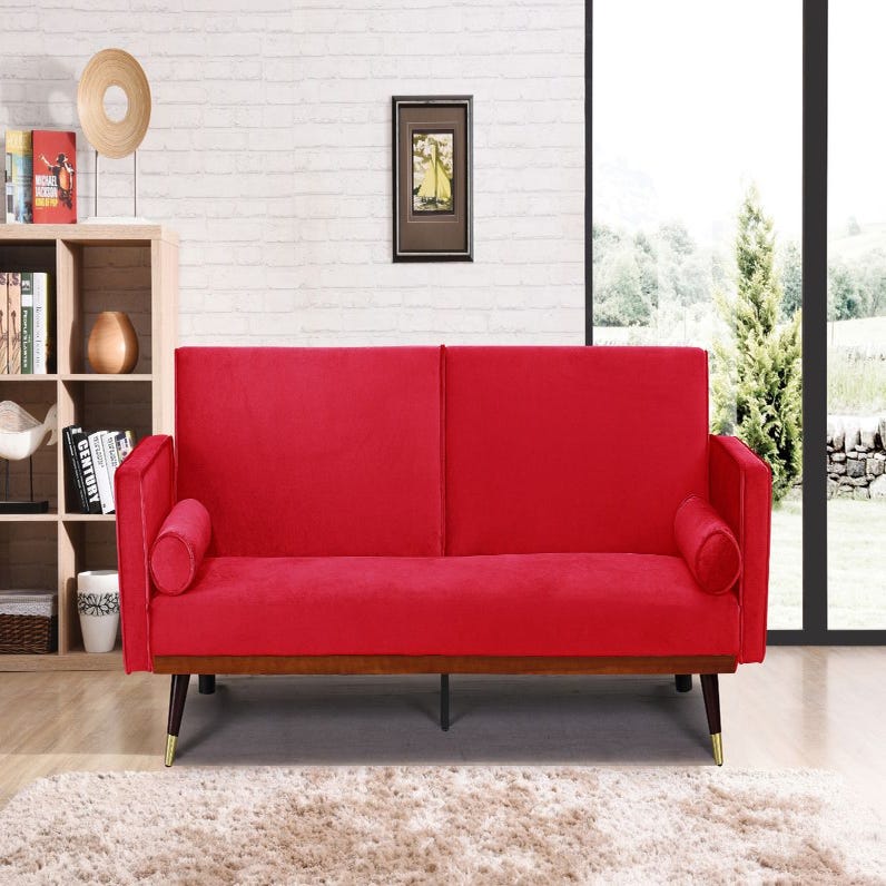 Sofa Cama Barato Felix 196x83cm (Abierto: 180x99cm) color rojo