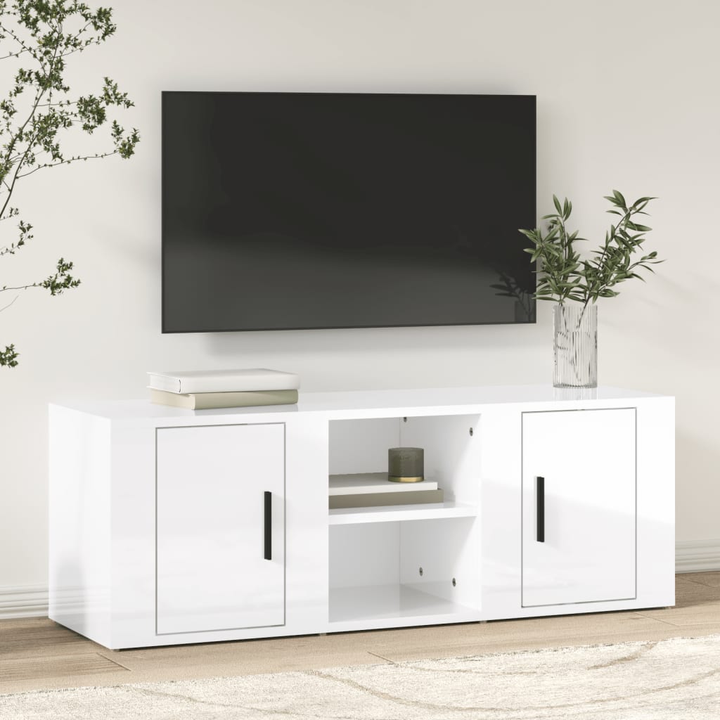 VidaXL Mobile Porta TV Bianco Lucido 100x31,5x35 cm Legno Multistrato