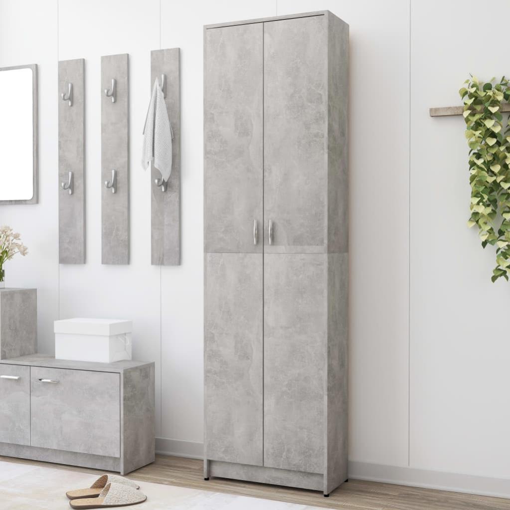 VidaXL Armadio Grigio Cemento 77x48x102 Cm - Mobile In Legno Multistrato Con Ripiano E Barra Appendiabiti - 3