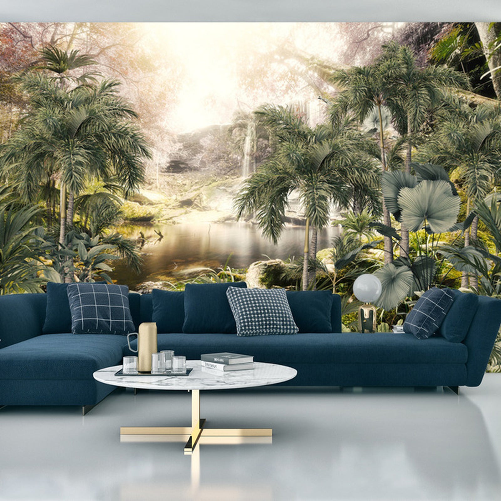 Carta Da Parati Tropical Trees And Leaves For Digital Printing Wallpaper,  Custom Design Wallpaper - 3D- Dimensione: 104x70.5 cm