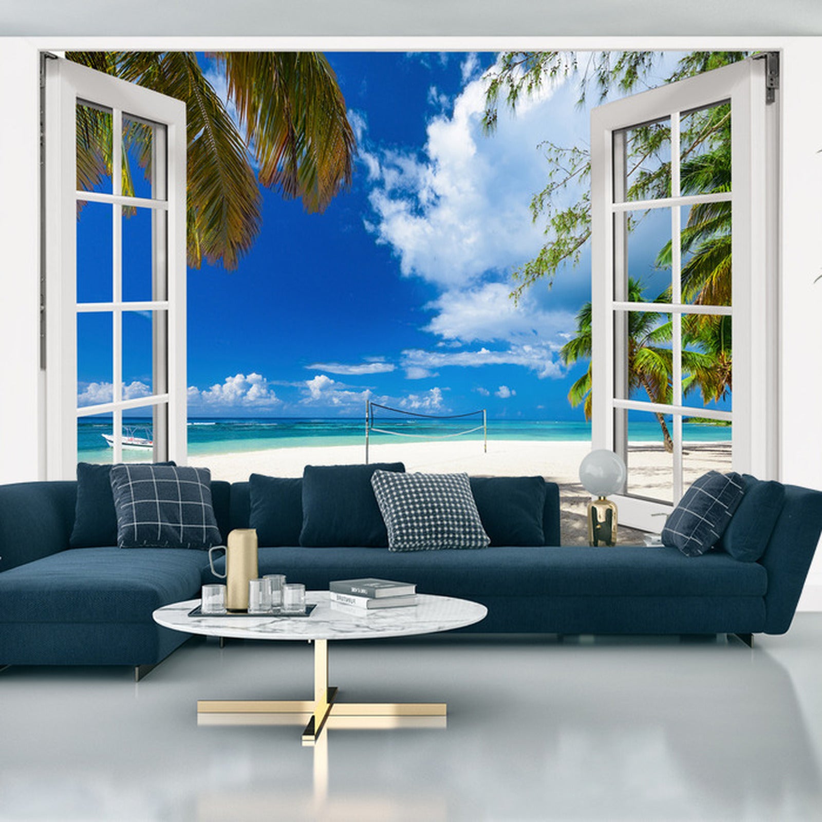 Carta Da Parati View From An Open Window To A Tropical Landscape.-  Dimensione: 400x280 cm