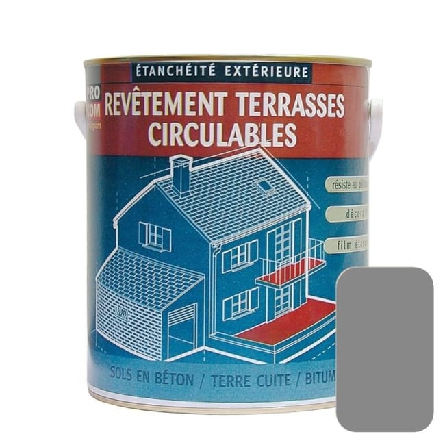 Peinture Resine D Etancheite Terrasse Circulable Balcon Sols Exterieurs Beton 2 5 Litres Gris Leroy Merlin