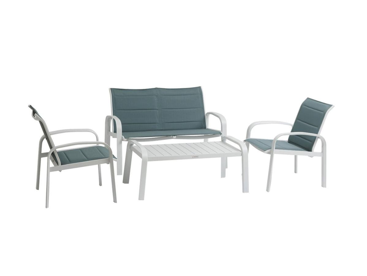 Salon de jardin en aluminium Elyn Vert Jade/Blanc - 4 places