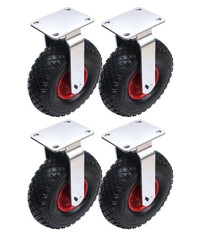300x4 260mm pneumatic 10 inch castors steel centre fixed inflated (Set
