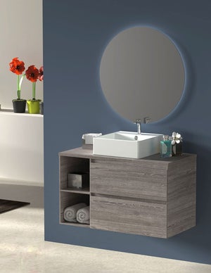 Conjunto de Muebles de baño Hampton, Juego de Muebles de baño, Muebles de  baño, Mueble de Lavabo 100 cm, Lavabo sobre encimera, Armario Alto, Armario  con Espejo (Negro sin Lavabo) : 