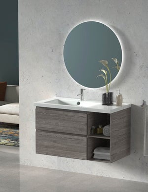 Conjunto mueble baño ZEUS 90cm + lavabo izquierda + espejo