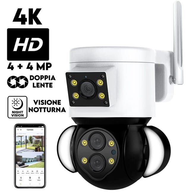 Telecamera Di Sorveglianza Wifi Esterni Doppio Obiettivo Grandangolo Telecamera Di Sorveglianza Wifi Esterni Doppio Obiettivo Grandangolo