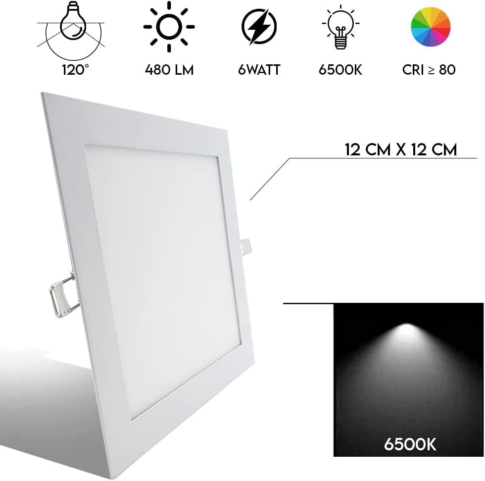 Faretto Led da Incasso Quadrato o Rotondo - 6W, Luce fredda 6500K, Quadrato