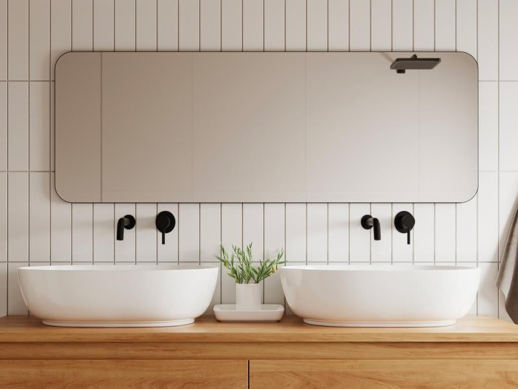 Miroir de salle de bain rectangle contour noir - 140x50 cm - DEMETRIA