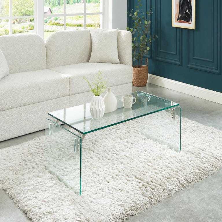 Table basse en verre trempé - Transparent - MADRO