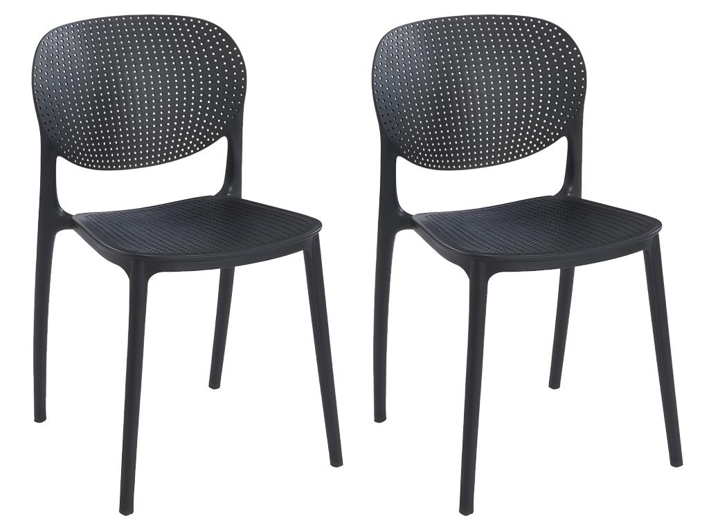 Lot de 6 chaises empilables en polypropylène - Noir - CARETANE