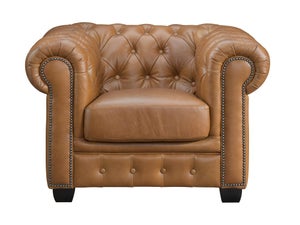 Fauteuil Chesterfield en cuir noir Esteban - Made in Meubles