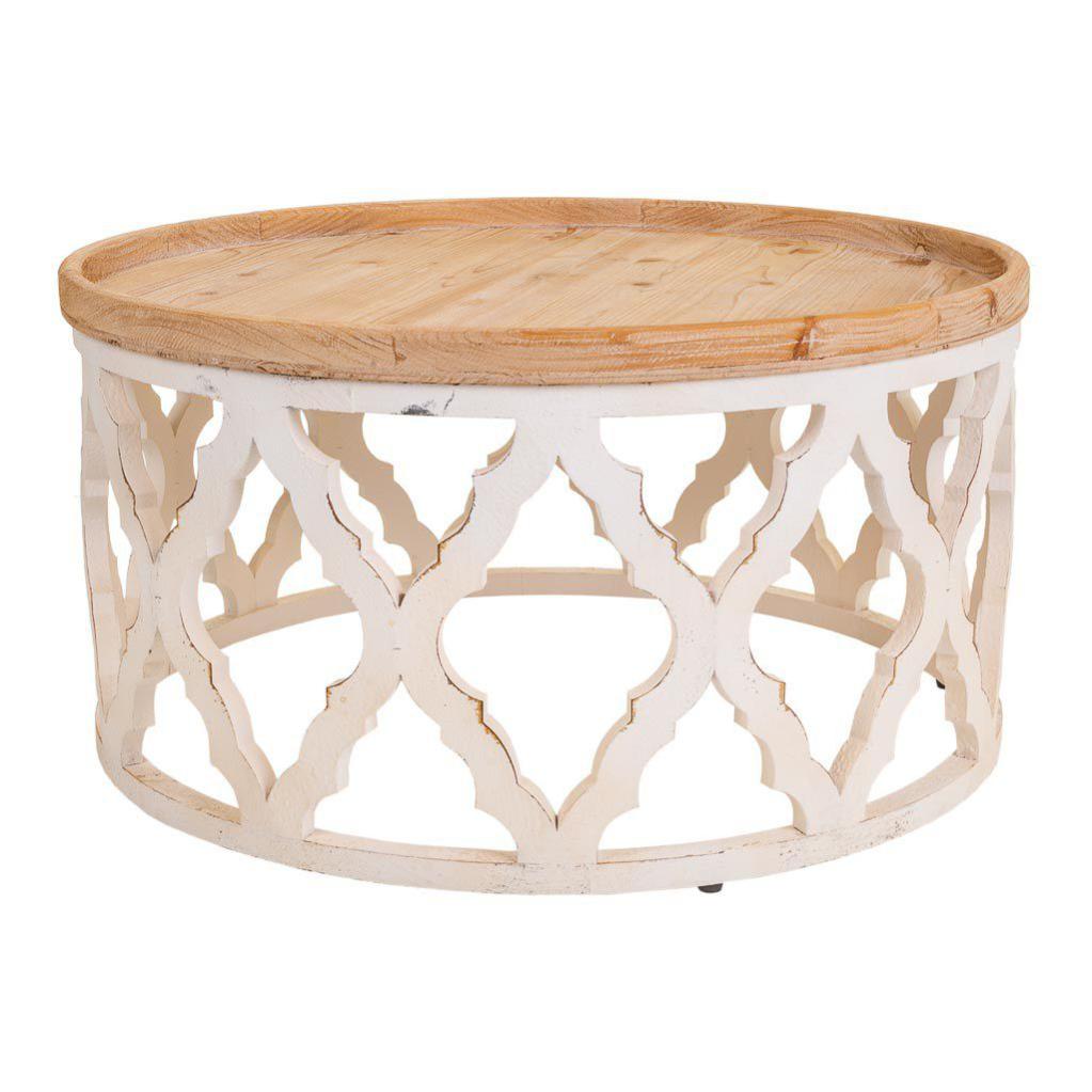 Table Basse Ronde En Chêne Foncé – Style Industriel, Fabrication UK (30×20 Pouces)
