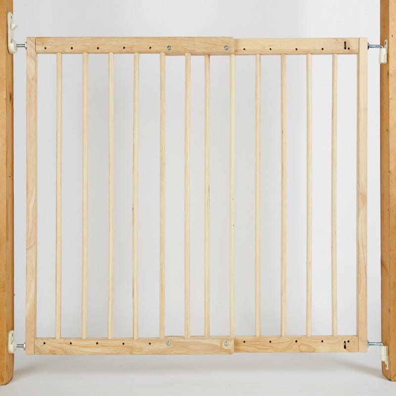 Versátil puerta de seguridad de madera para bebés extensible 28,3