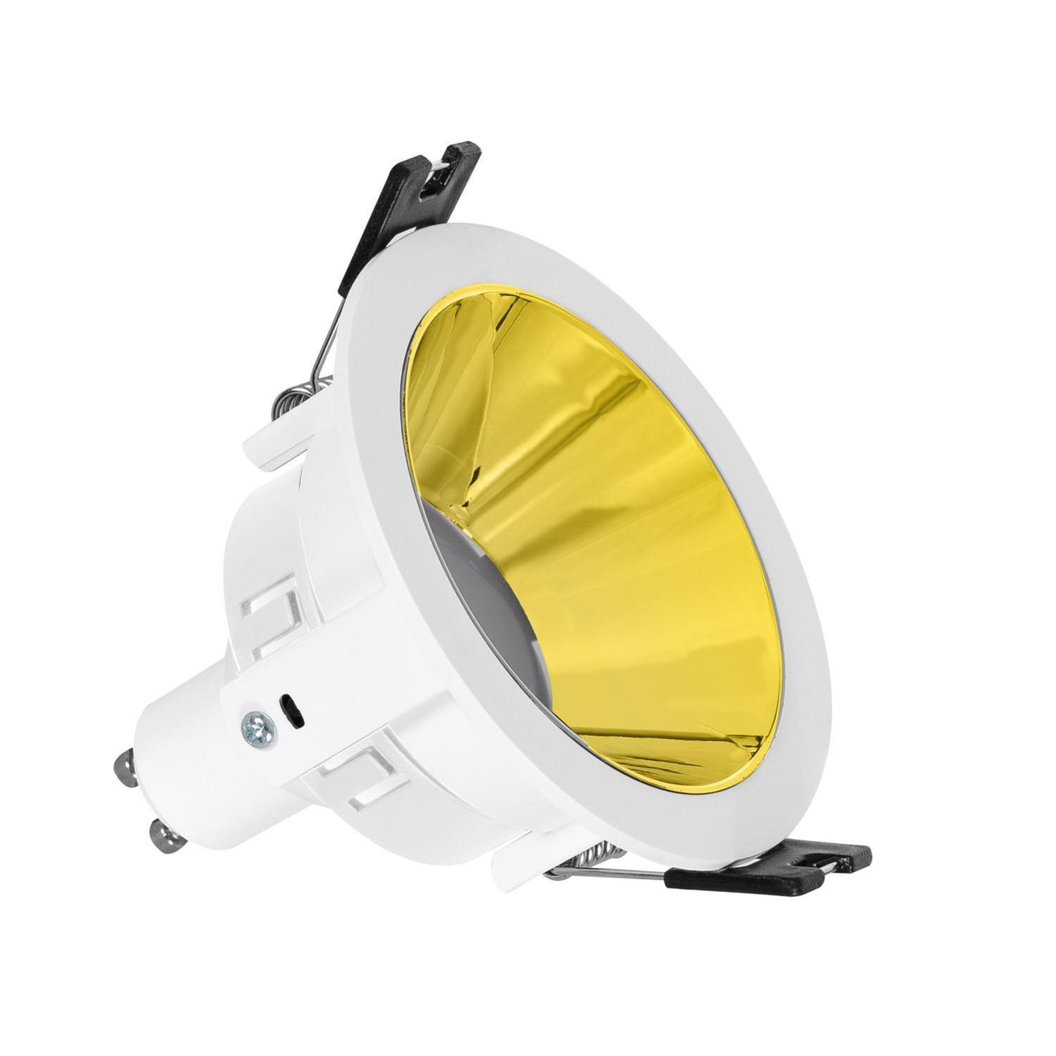 Spot LED Downlight Conique GU10 6W Coupe Ø 75mm PC Galvanisé Doré Blanc